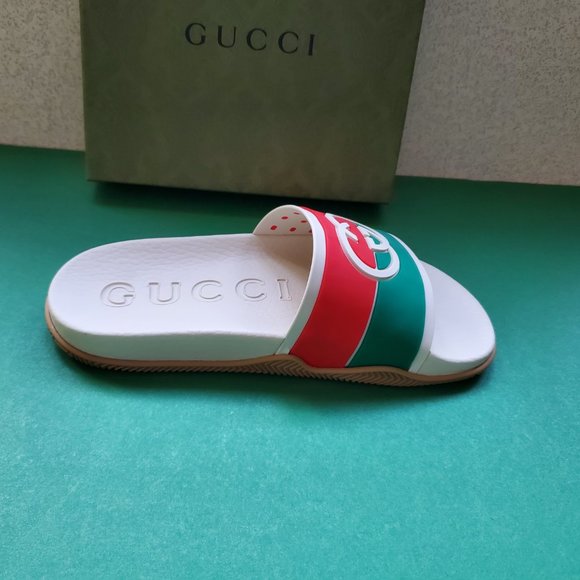 NIB Gucci Pursuit interlocking G web rubber slides sandals IT 38/ US 8 - Picture 4 of 7